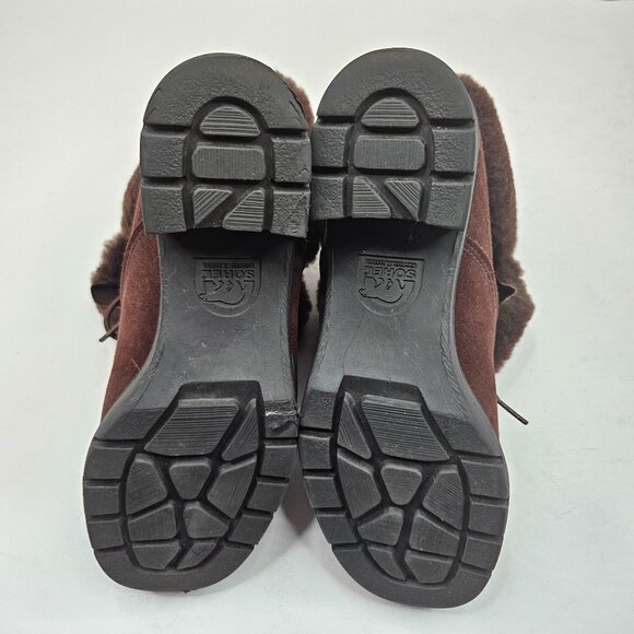 Sorel Boots Fur Lined Suede Brown Lace Up Combat Winter Ankle Booties Size 6 - Picture 7 of 11